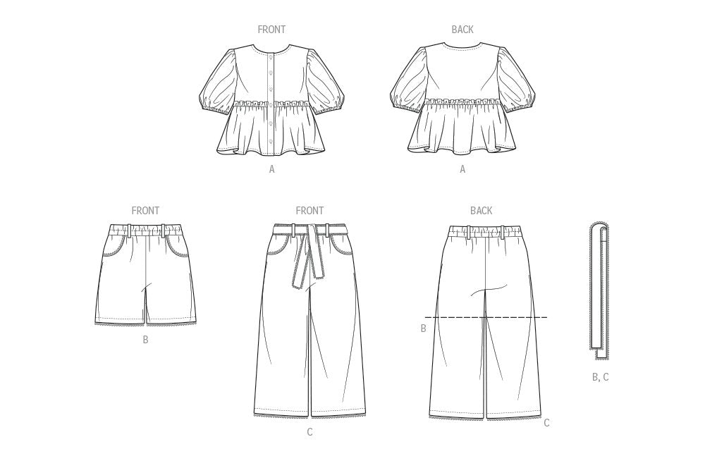 Patron Butterick - Ceinture, Haut, Pantalon, Short Patron Butterick 