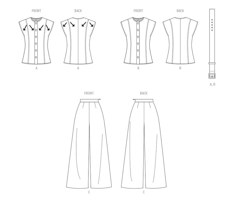 Patron Butterick - Ceinture, Haut, Pantalon, Soutien Patron Butterick 