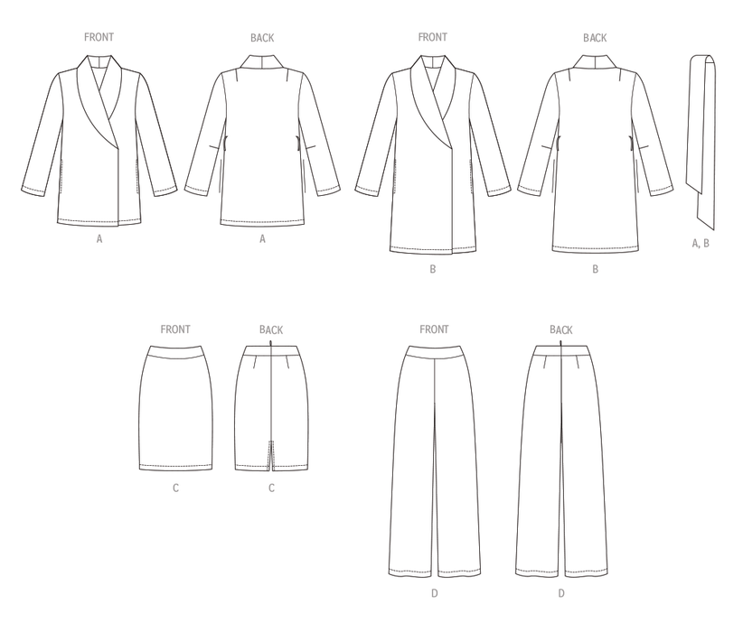 Patron Butterick - Ceinture, Jupe, Pantalon, Veste Patron Butterick 