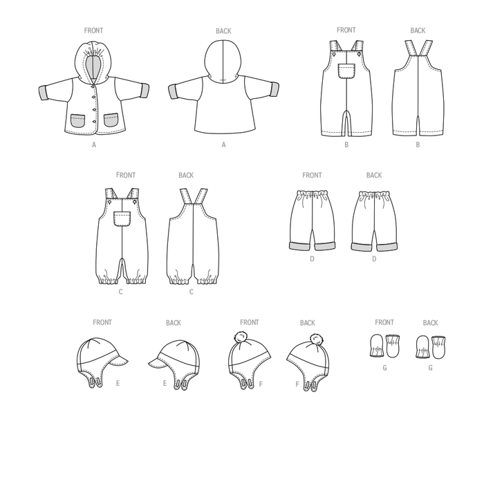 Patron Butterick - Chapeau, Moufles, Pantalon, Salopette, Veste Patron Butterick 
