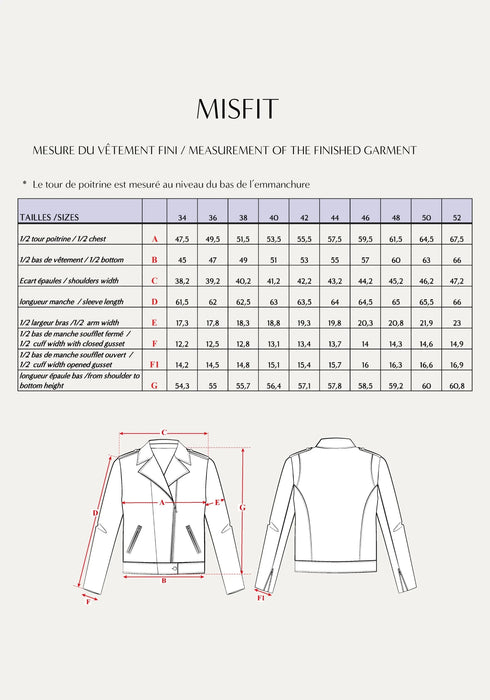 Patron couture blouson Misfit - Maison Fauve Patron Maison Fauve 