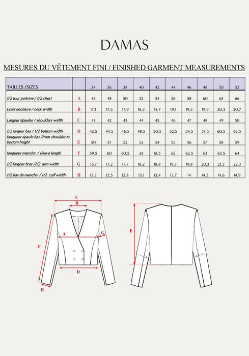 Patron couture Le spenser DAMAS - Maison Fauve Patron Maison Fauve 