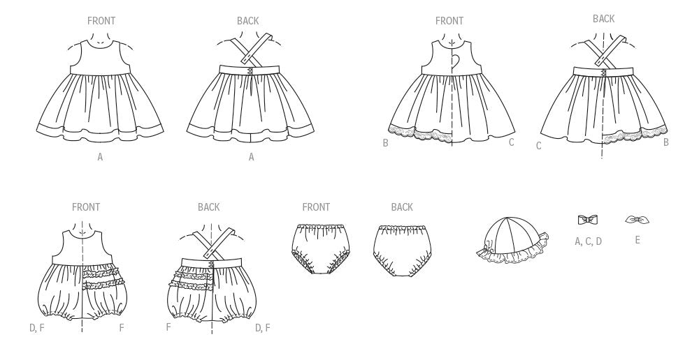 Patron Laura Ashley - Barboteuse, Chapeau, Corsage, Culotte, Jupe, Pantalon, Robe Patron McCall's 