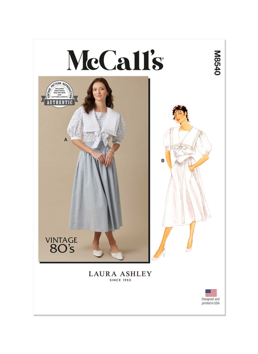 Patron Laura Ashley - Ceinture, Haut, Jupe, Plastron Patron McCall's 