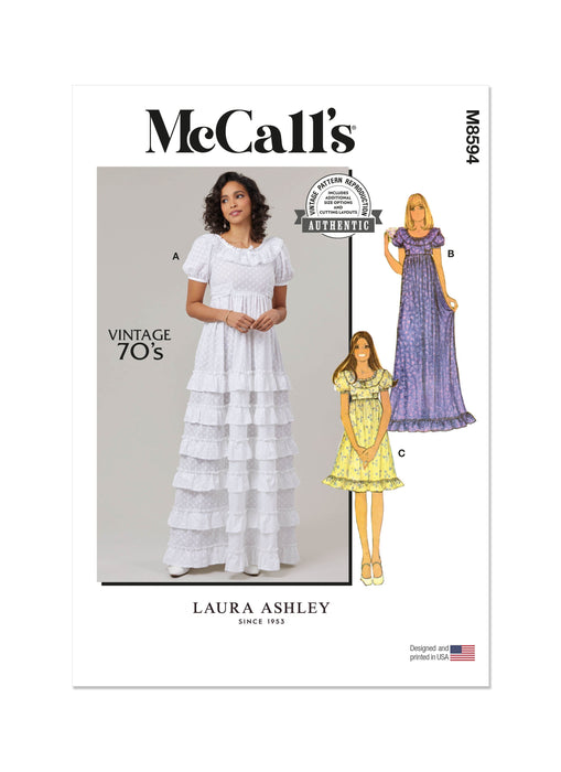 Patron Laura Ashley - Ceinture, Haut, Jupe, Robe Patron McCall's 