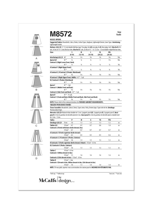 Patron McCall's - Ceinture, Tablier Patron McCall's 