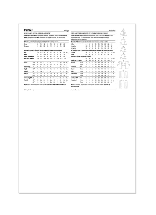 Patron Palmer/Pletsch - Ceinture, Haut, Pantalon, Robe, Veste Patron Butterick 