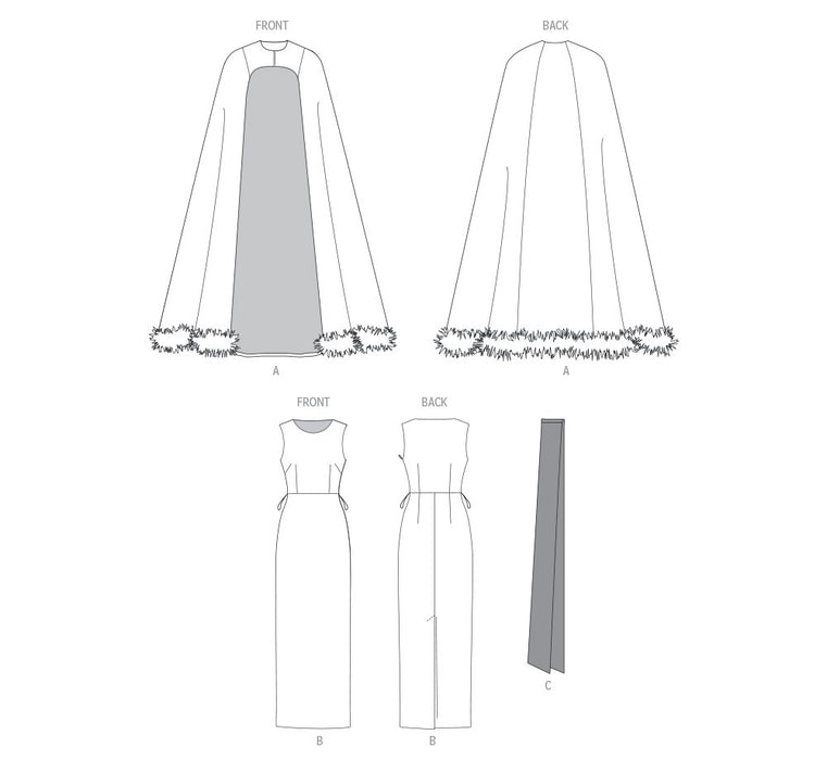 Patron Vogue - Cape, Ceinture, Robe Patron Vogue 