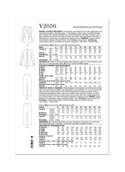 Patron Vogue - Cape, Jupe, Veste Patron Vogue 