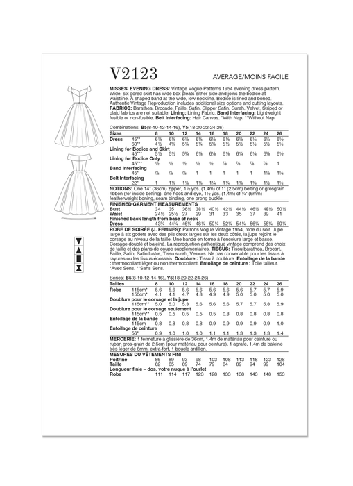 Patron Vogue - Ceinture, Corsage, Jupe, Robe Patron Vogue 