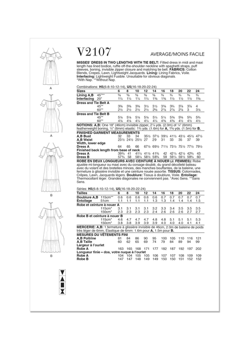 Patron Vogue - Ceinture, Corsage, Robe Patron Vogue 