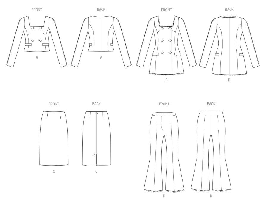 Patron Vogue - Ceinture, Haut, Jupe, Pantalon, Veste Patron Vogue 