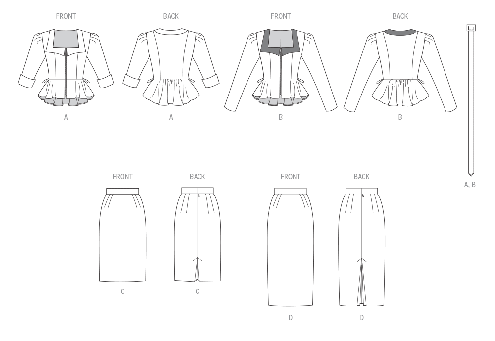 Patron Vogue - Ceinture, Haut, Jupe, Robe, Soutien Patron Vogue 