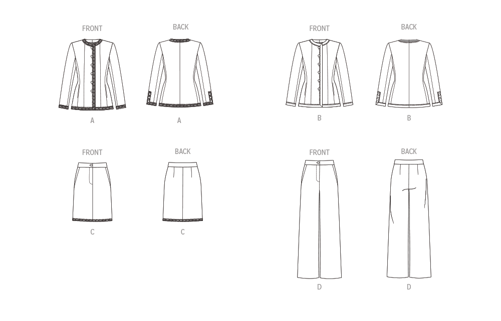 Patron Vogue - Ceinture, Jupe, Pantalon, Veste Patron Vogue 