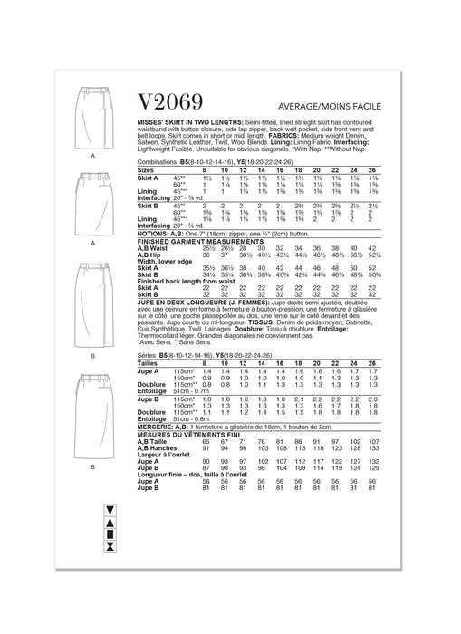 Patron Vogue - Ceinture, Jupe Patron Vogue 