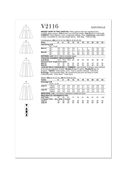 Patron Vogue - Ceinture, Jupe Patron Vogue 