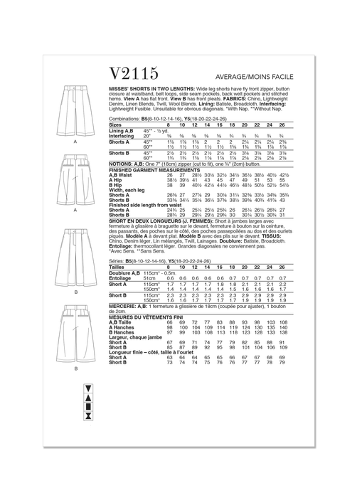 Patron Vogue - Ceinture, Short Patron Vogue 