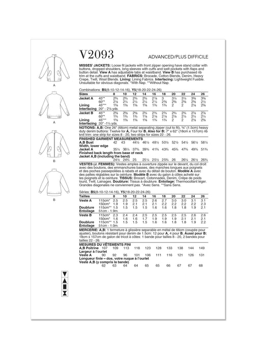 Patron Vogue - Ceinture, Veste Patron Vogue 