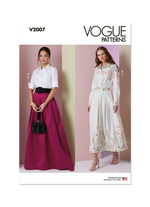 Patron Vogue - Chemise, Jupe, Robe Patron Vogue 