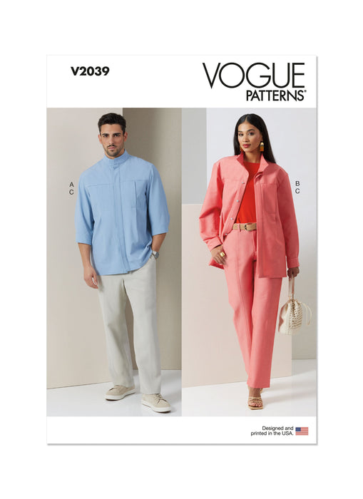 Patron Vogue - Chemise, Pantalon Patron Vogue 