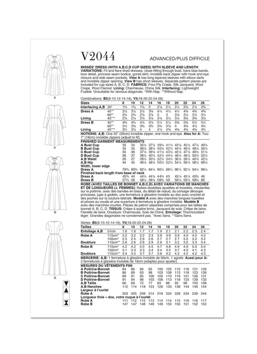 Patron Vogue - Corsage, Jupe, Robe Patron Vogue 