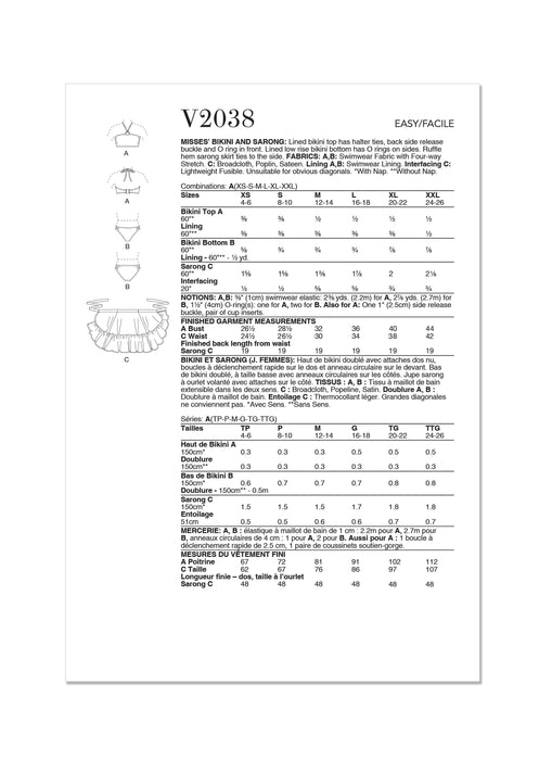 Patron Vogue - Haut, Jupe, Maillot de bain Patron Vogue 
