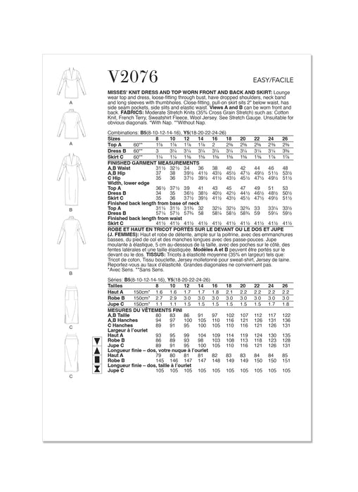 Patron Vogue - Haut, Jupe, Robe, T-shirt Patron Vogue 