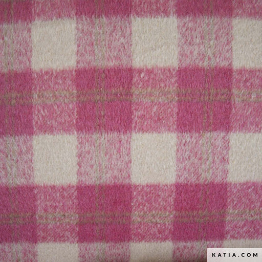 Plaid Brushed Coat Roses Tissus Katia 