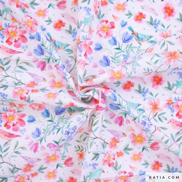 Poplin Darwin Birds Tissus Katia 