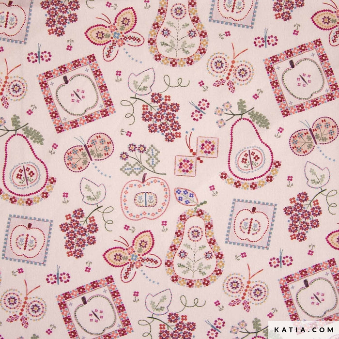 Poplin Fruits Mosaic Tissus Katia 
