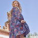Poplin Red & Blue Dahlias Tissus Katia 