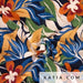 Rayon Chalis Print Iguana Leaves Tissus Katia 