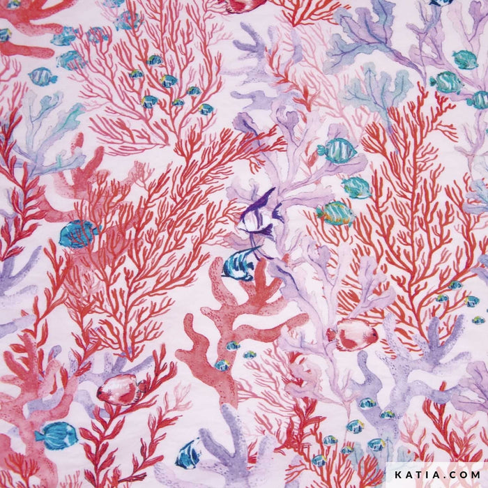 Rayon Print Voile Red Seabed Tissus Katia 
