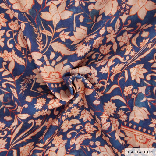 Rayon Satin Indiana Flowers Tissus Katia 