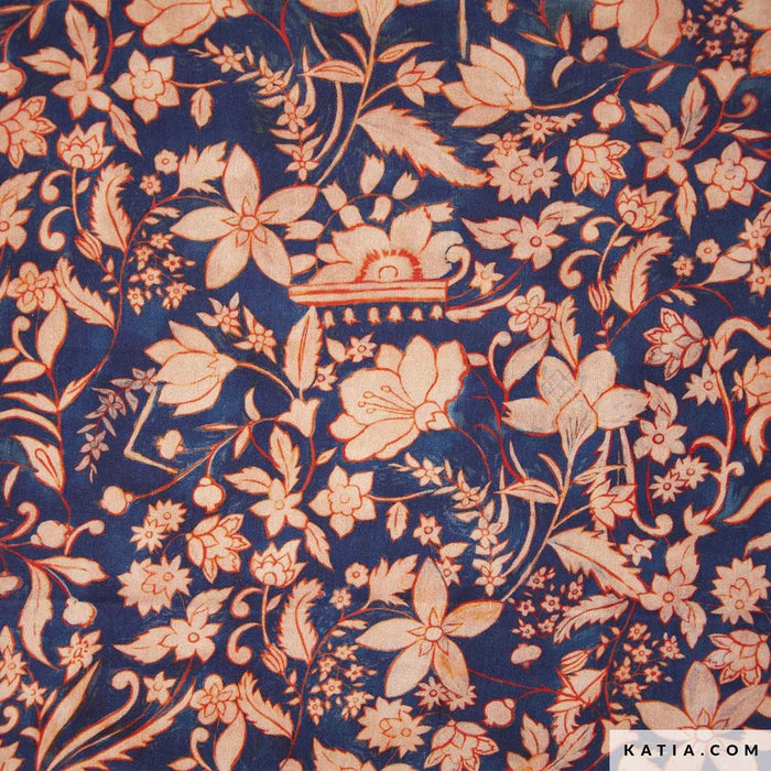 Rayon Satin Indiana Flowers Tissus Katia 