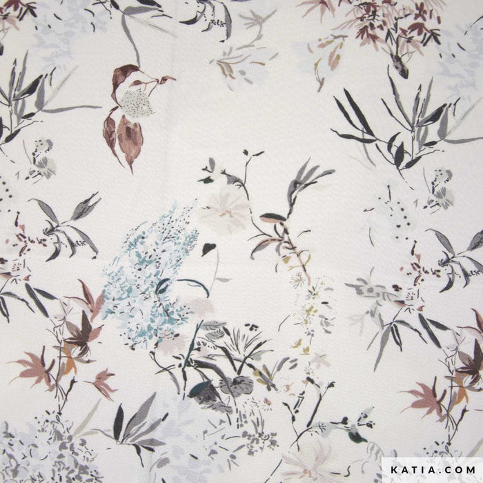 Rayon Satin Orient Express Flowers Tissus Katia 