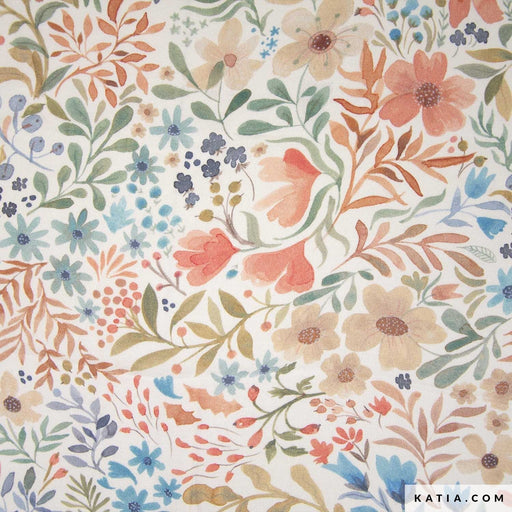 Rayon Satin Wild Flowers Tissus Katia 