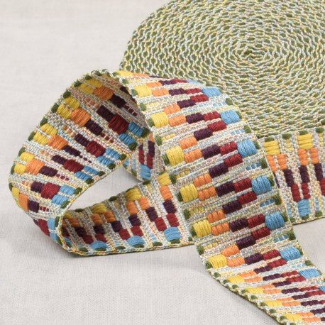 Sangle fantaisie 38mm Rubanerie Stéphanoise 102 - Multicolore 
