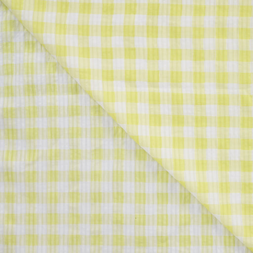 Seersucker Check Soft Yellow Tissus Quality Textiles 
