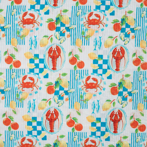 Seersucker Digital Print Blue Tissus Quality Textiles 