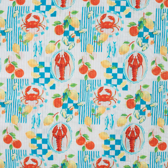 Seersucker Digital Print Blue Tissus Quality Textiles 