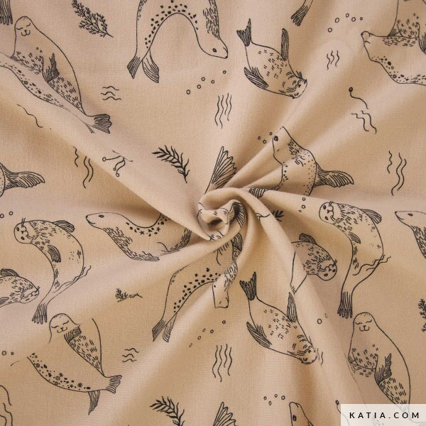 Summer Sweat Sea Lions Swimming Tissus Katia 