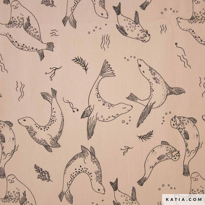 Summer Sweat Sea Lions Swimming Tissus Katia 