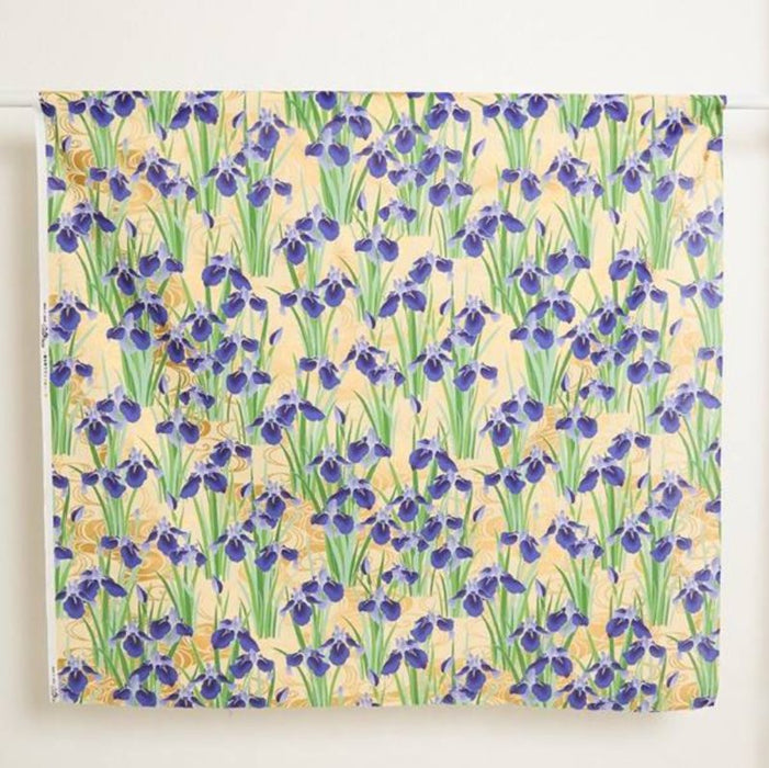 Tissu Japonais - Iris Violets sur Crème Doré - NAKA FABRICS Tissus Naka Fabrics 