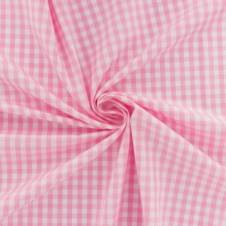 Tissu vichy popeline coton 6/6mm Rose Tissus 3Bcom 