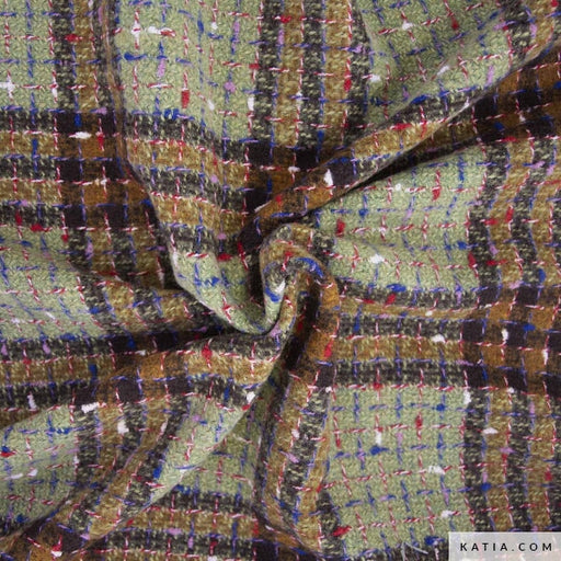 Tweed Coat Fabric Green Tweed Tissus Katia 