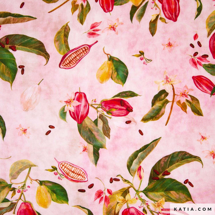 Viscose SS Print Cocoa Fruit Tissus Katia 