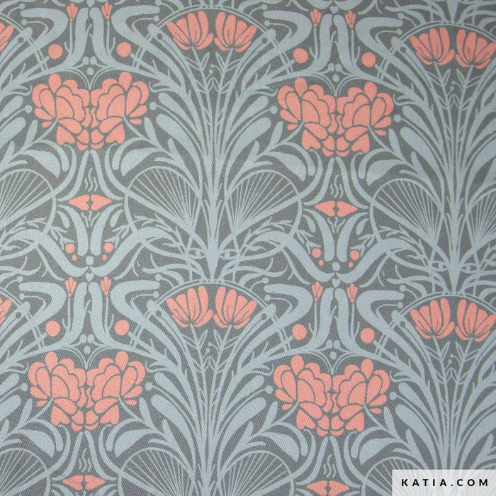 Viscose Twill Print Art Nouveau Floral Tissus Katia 