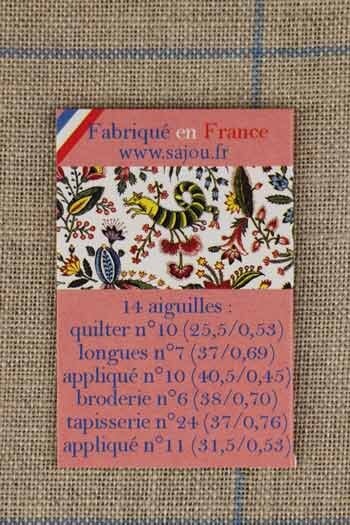 14 aiguilles assortiments textile - Carnet Coquecigrues - Sajou Mercerie Sajou 