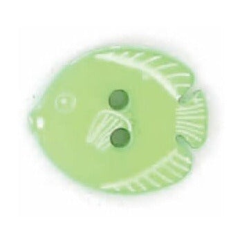 Bouton enfant Poisson - Taille 15mm Bouton Belly Button Vert et blanc 